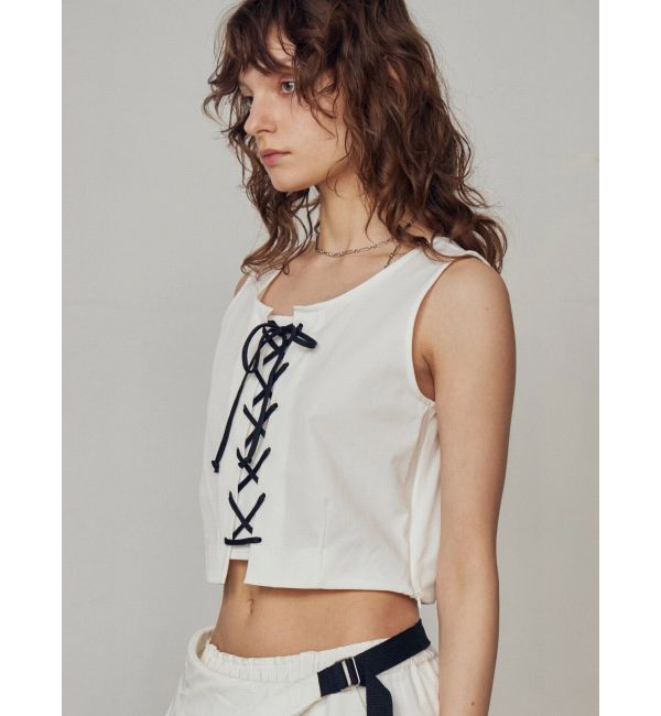 EMODA「レースアップナイロントップス」|Tシャツ・カットソー|