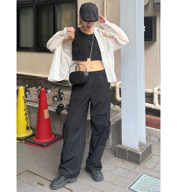 EMODA「レースアップナイロントップス」|Tシャツ・カットソー|