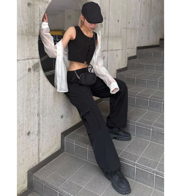 EMODA「レースアップナイロントップス」|Tシャツ・カットソー|