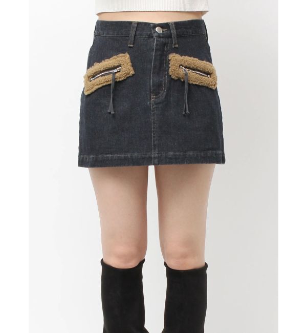 EMODA「ボアポケットミニスカート」|スカート|インディゴ