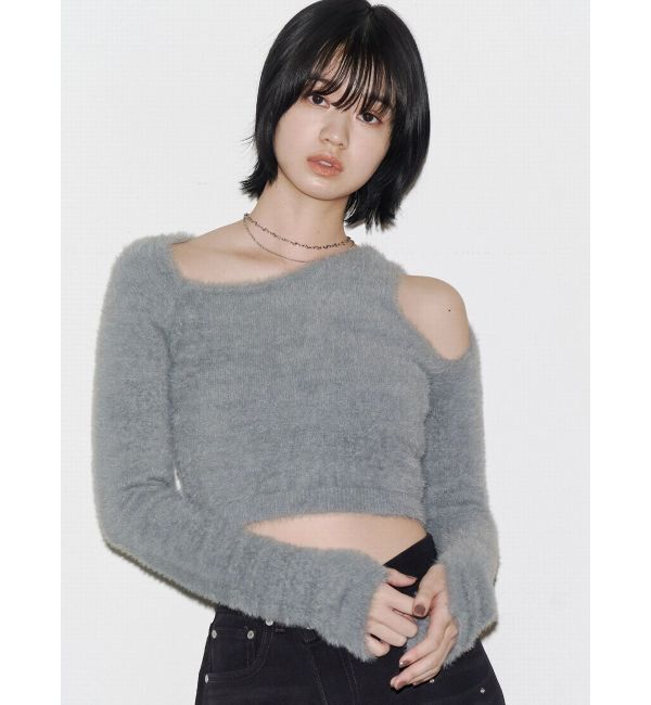 EMODA「シャギースキンラインニット」|ニット・セーター|グレー