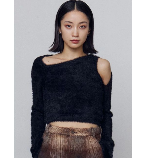 EMODA「シャギースキンラインニット」|ニット・セーター|ブラック