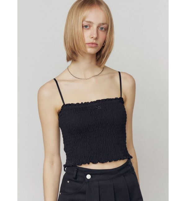 EMODA「シャーリングクロップキャミソール」|キャミソール|ブラック