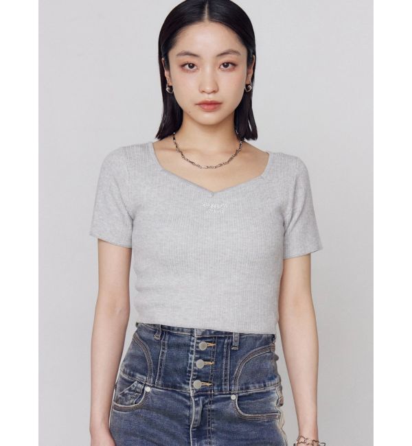 EMODA「ビジューロゴニット」|ニット・セーター|グレー