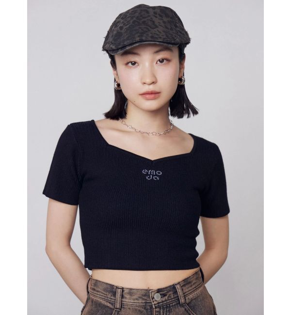 EMODA「ビジューロゴニット」|ニット・セーター|ブラック