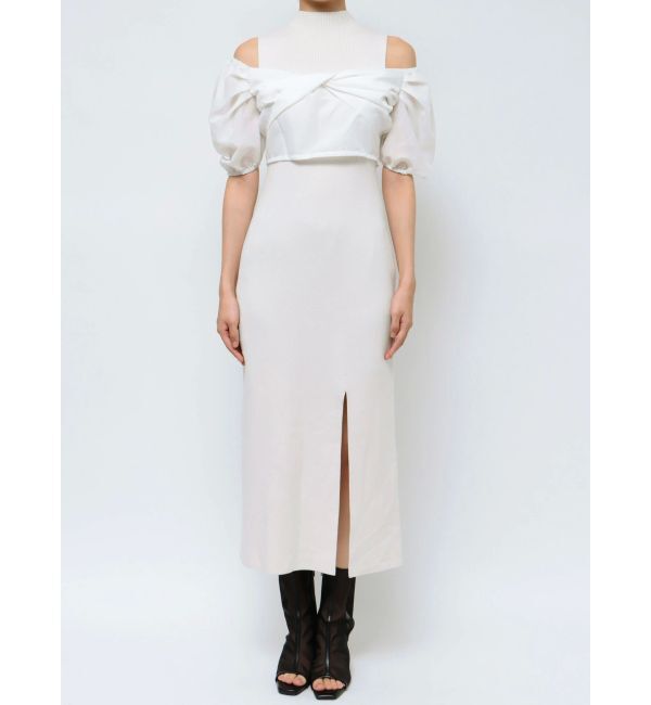 MERCURYDUO「異素材ドッキングナローニットワンピース」|ワンピース|