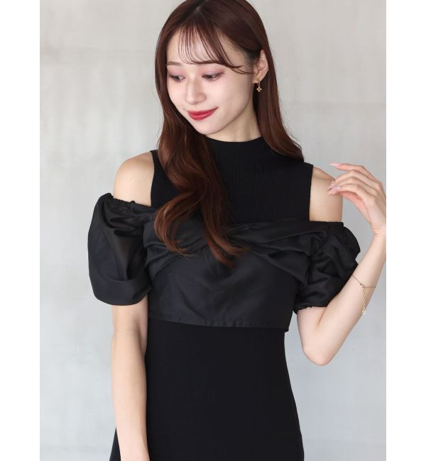 MERCURYDUO「異素材ドッキングナローニットワンピース」|ワンピース|