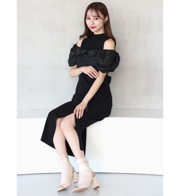 MERCURYDUO「異素材ドッキングナローニットワンピース」|ワンピース|