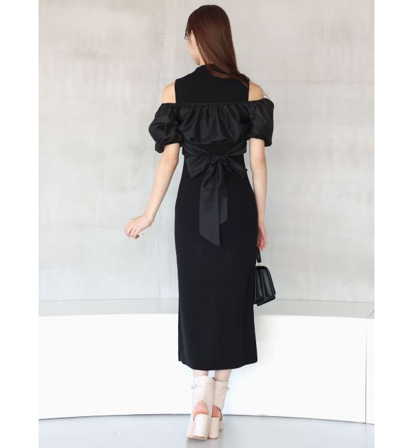 MERCURYDUO「異素材ドッキングナローニットワンピース」|ワンピース|