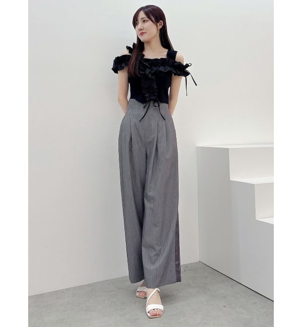 MERCURYDUO「ピンストライプコルセットタックパンツ」|その他|