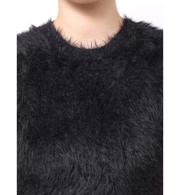 MERCURYDUO「ファーライクシャギークロップドパフニット」|ニット・セーター|