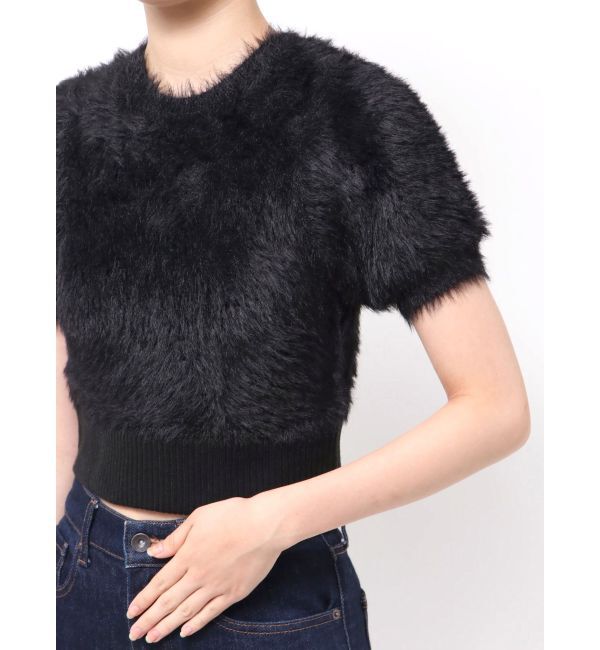 MERCURYDUO「ファーライクシャギークロップドパフニット」|ニット・セーター|