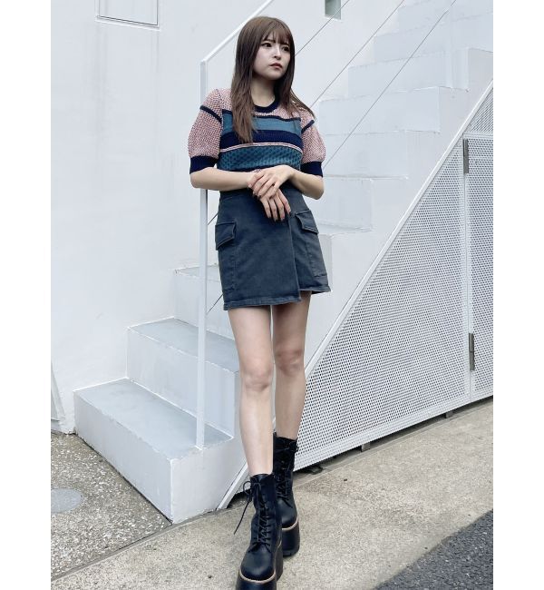 MURUA「クロシェミックスハーフスリーブニット」|ニット・セーター|