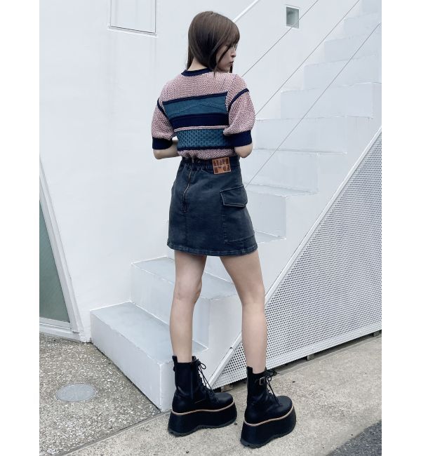 MURUA「クロシェミックスハーフスリーブニット」|ニット・セーター|