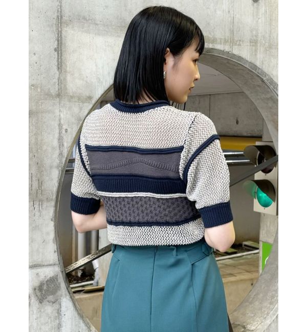 MURUA「クロシェミックスハーフスリーブニット」|ニット・セーター|
