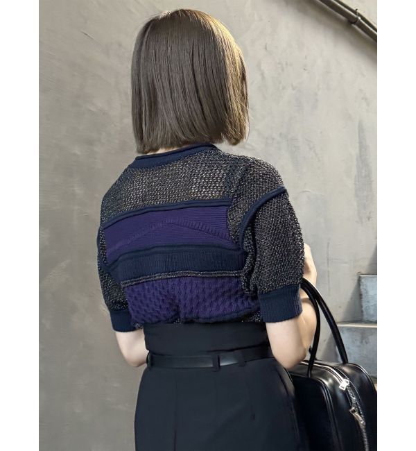 MURUA「クロシェミックスハーフスリーブニット」|ニット・セーター|