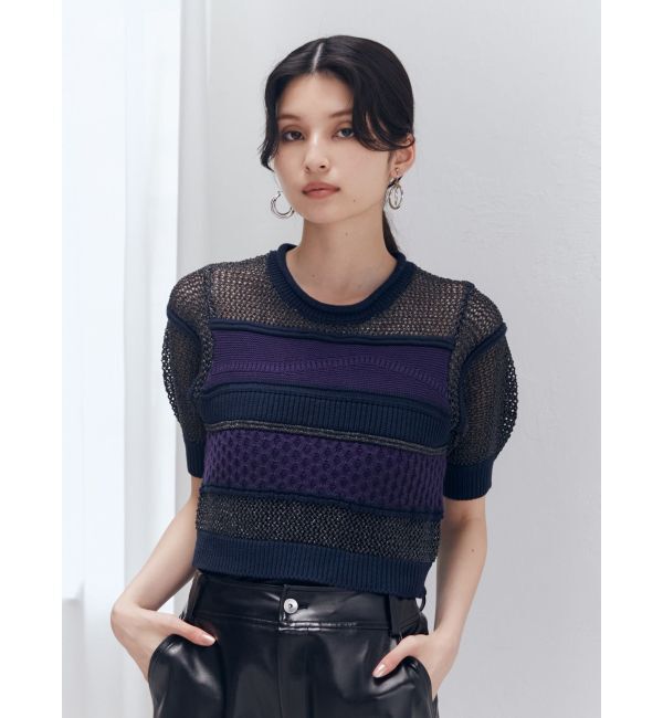 MURUA「クロシェミックスハーフスリーブニット」|ニット・セーター|