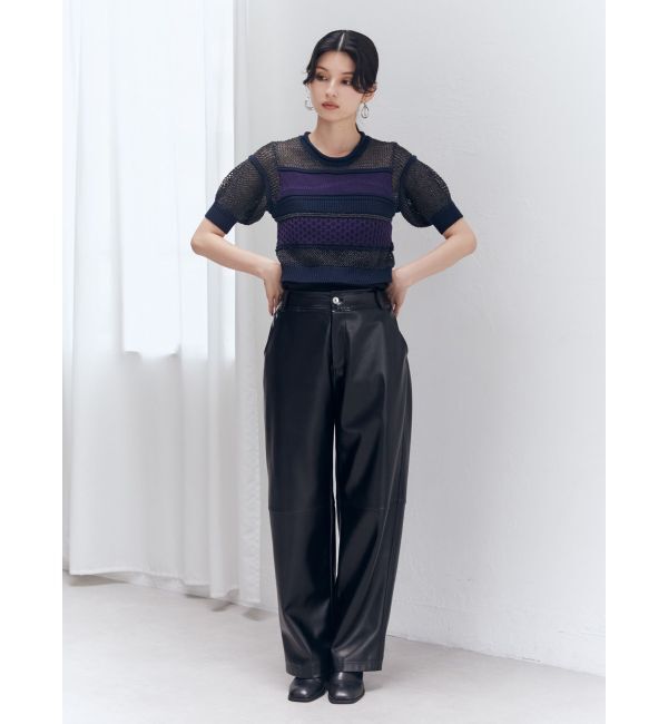 MURUA「クロシェミックスハーフスリーブニット」|ニット・セーター|