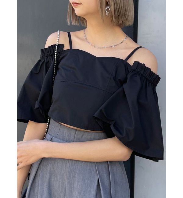 MURUA「オフショルクロップドブラウス」|シャツ・ブラウス|ブラック