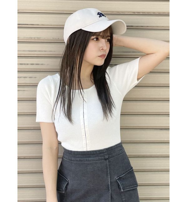 MURUA「ホックデザインハーフスリーブニット」|ニット・セーター|