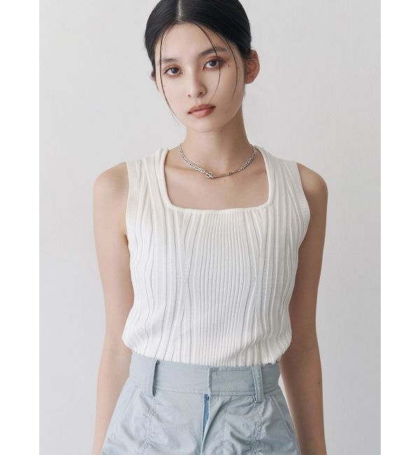 MURUA「スクエアキーネックニットタンク」|タンクトップ|ホワイト