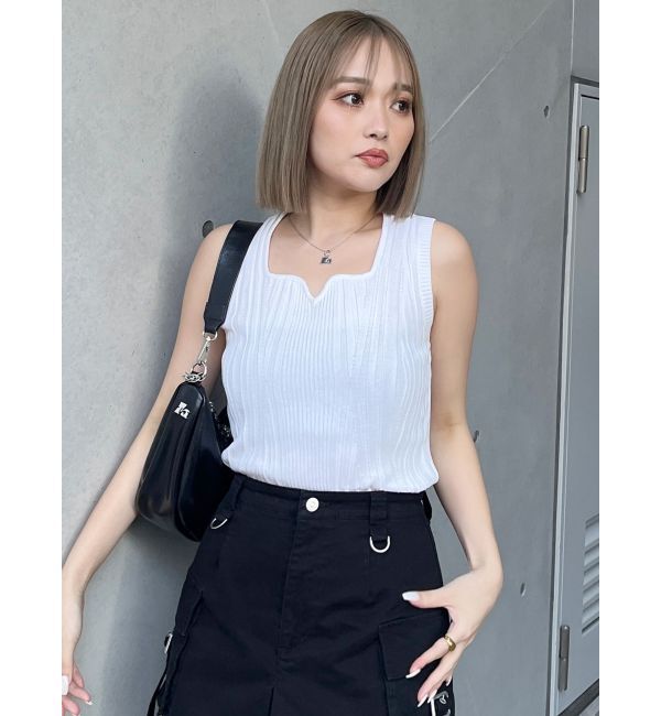 MURUA「スクエアキーネックニットタンク」|タンクトップ|