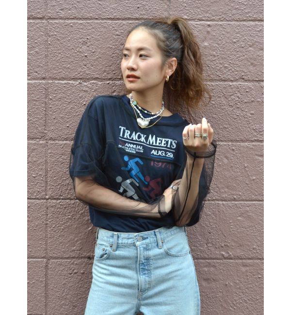 Ungrid「チュールショートロングスリーブTee」|Tシャツ・カットソー|