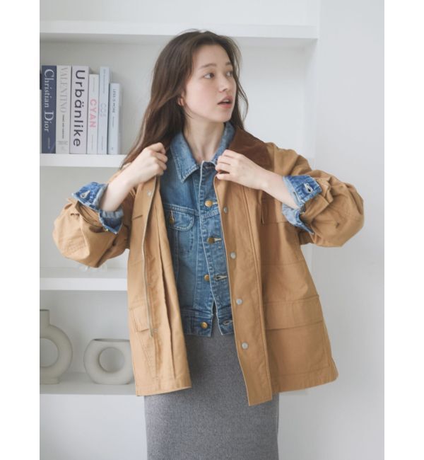 Ungrid「コーデュロイコンビカバーオール」|ブルゾン・スタジャン|