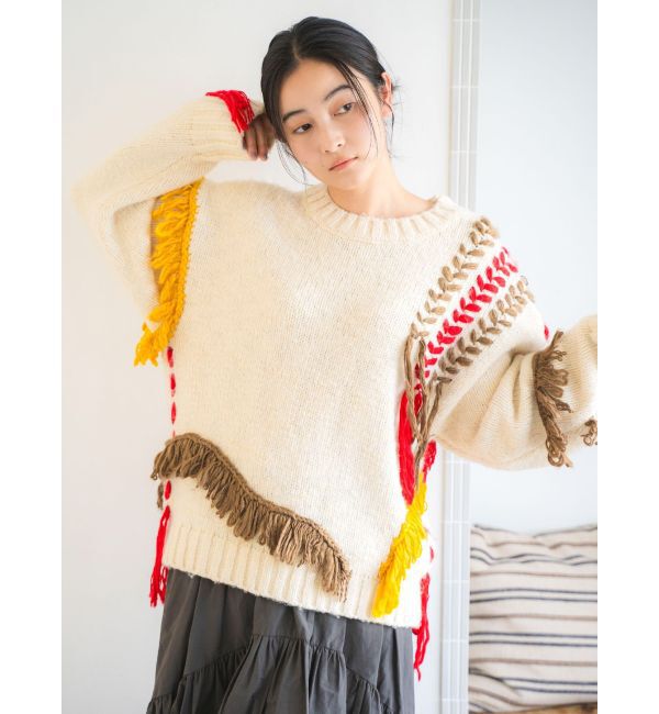 Ungrid「レースアップデザインルーズニット」|ニット・セーター|