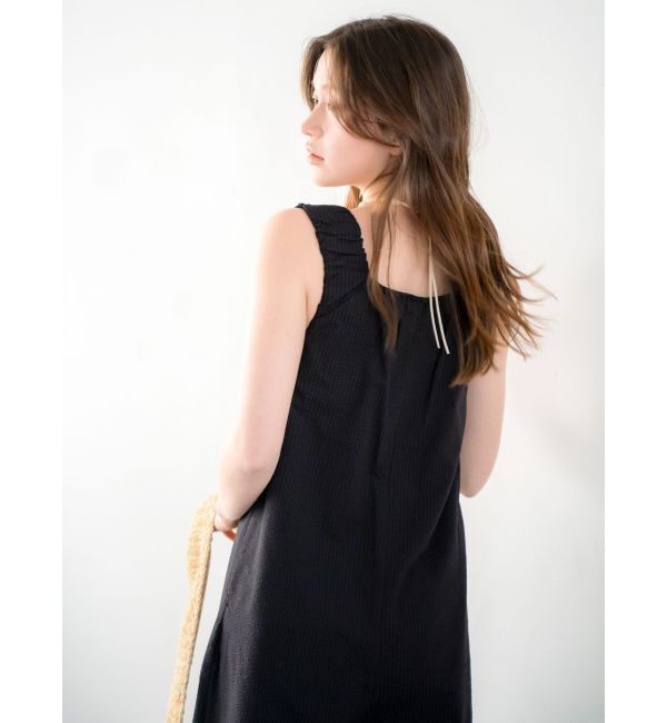 Ungrid「スクエアネックギャザーデザインロンパース」|オールインワン|