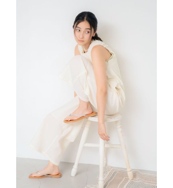 Ungrid「スクエアネックギャザーデザインロンパース」|オールインワン|