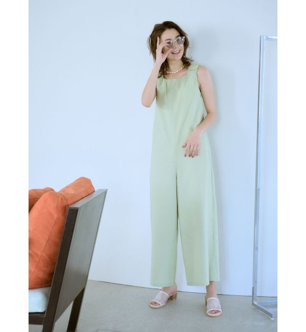 Ungrid「スクエアネックギャザーデザインロンパース」|オールインワン|