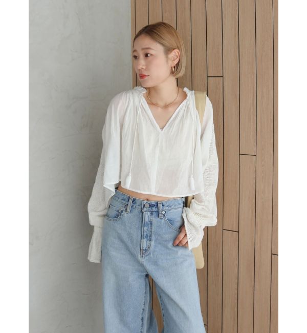 Ungrid「メッシュコンビショートブラウス」|シャツ・ブラウス|