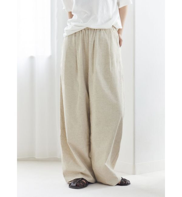 Ungrid「リネン混カーブラフパンツ」|その他|ベージュ