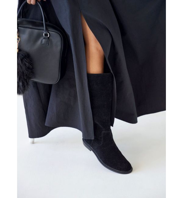 Ungrid「フェイクスウェードロングブーツ」|ロングブーツ|ブラック