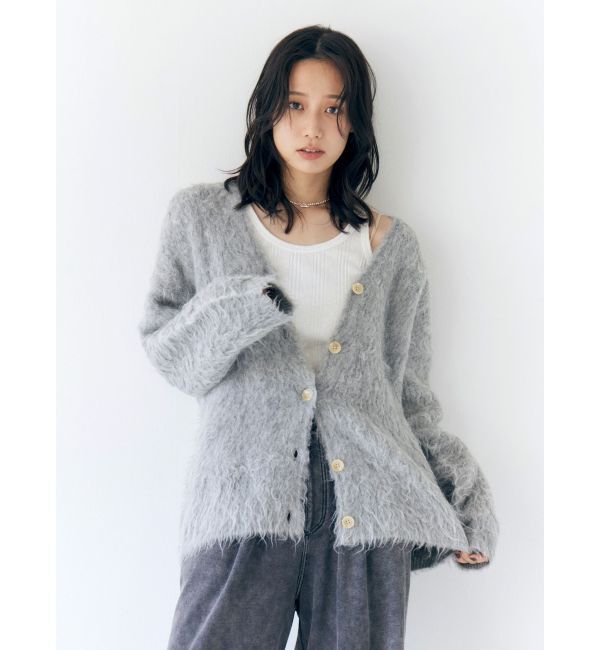 Ungrid「【WEB限定】カラールーズニットカーデ」|カーディガン|ライトグレー