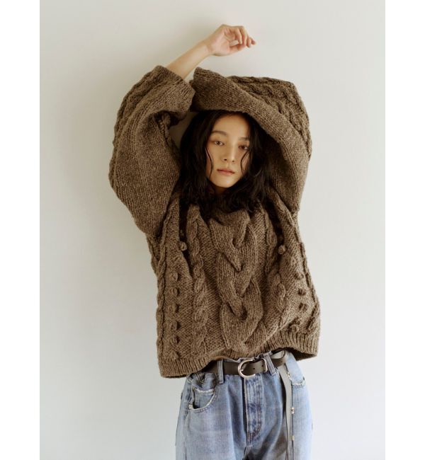 Ungrid「ルーズスリーブケーブルニット」|ニット・セーター|
