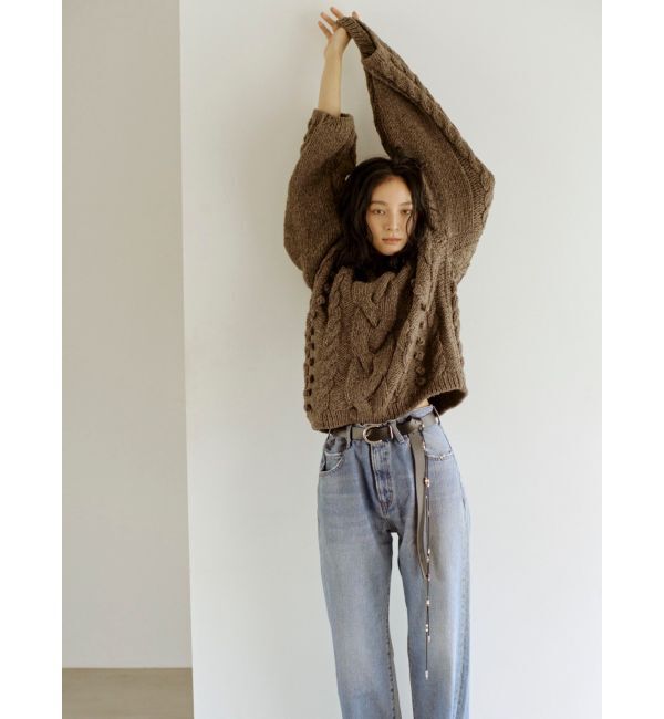 Ungrid「ルーズスリーブケーブルニット」|ニット・セーター|