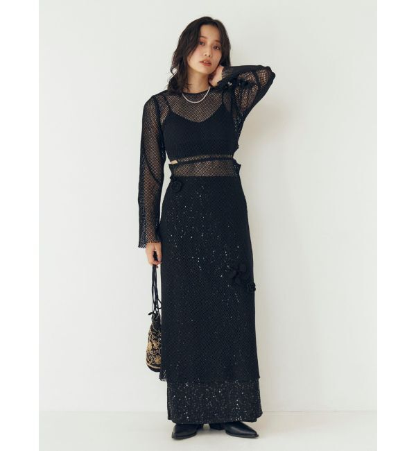 Ungrid「モチーフデザインメッシュワンピース」|ワンピース|