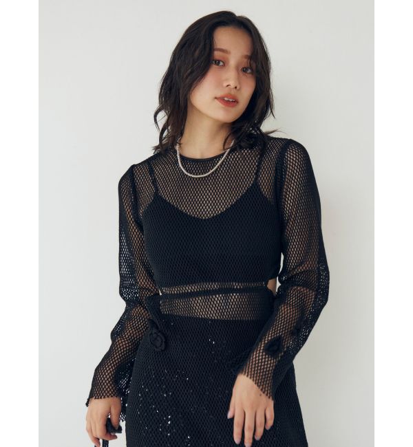 Ungrid「モチーフデザインメッシュワンピース」|ワンピース|