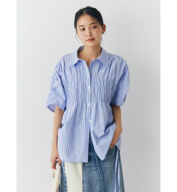 Ungrid「ハーフスリーブギャザーシャツ」|シャツ・ブラウス|