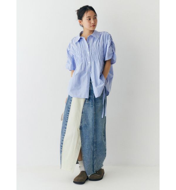 Ungrid「ハーフスリーブギャザーシャツ」|シャツ・ブラウス|