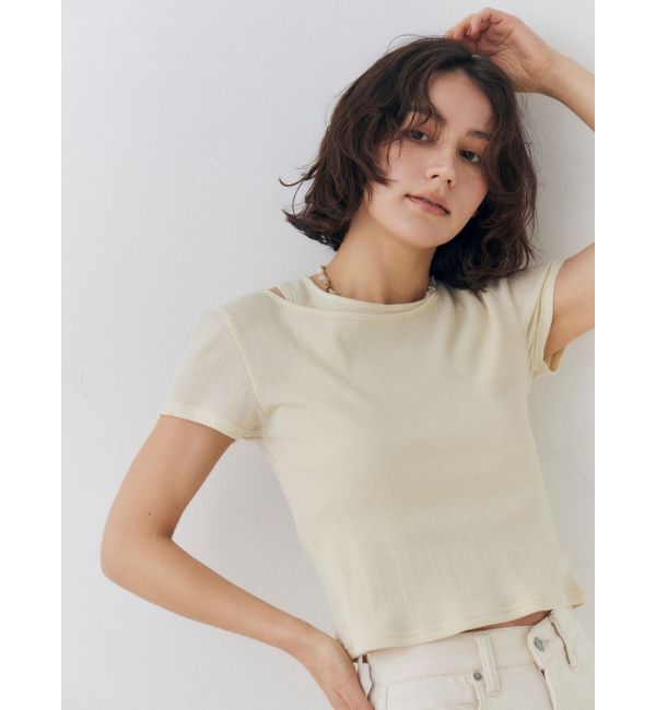 Ungrid「ショルダーデザインシアーTee」|Tシャツ・カットソー|イエロー