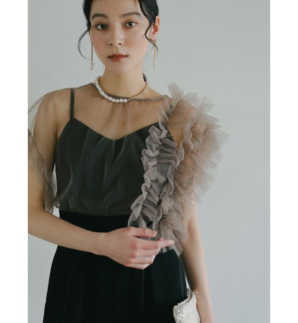 LAGUNAMOON「LADYフェイクパールビジューチェーンピアス」|ピアス|