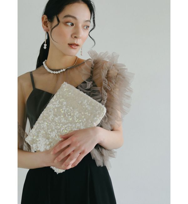 LAGUNAMOON「LADYフェイクパールビジューチェーンピアス」|ピアス|