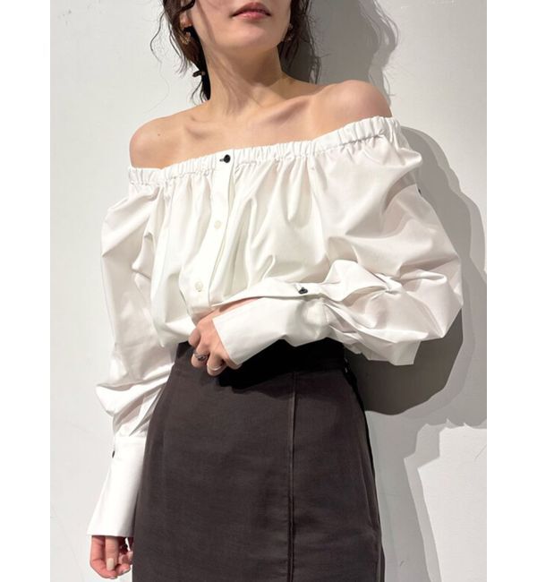 LAGUNAMOON「オフショルダー裾バイカラーブラウス」|シャツ・ブラウス|ホワイト