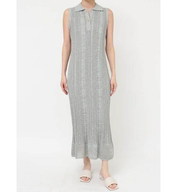 LAGUNAMOON「シャツカラーメランジニットワンピース」|ワンピース|