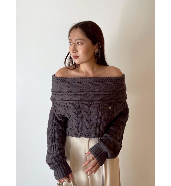 LAGUNAMOON「【POLO BCSコラボ】ケーブルオフショルニットプルオーバー」|ニット・セーター|