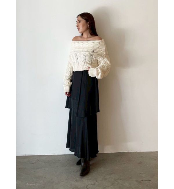 LAGUNAMOON「【POLO BCSコラボ】ケーブルオフショルニットプルオーバー」|ニット・セーター|