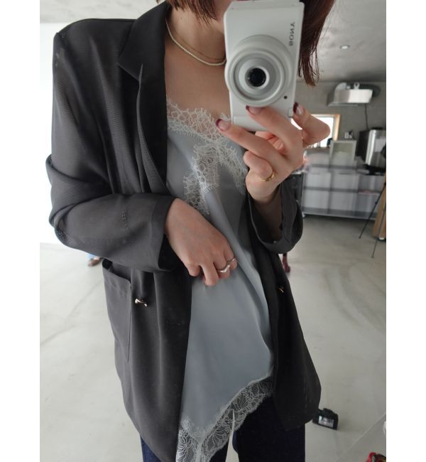 LAGUNAMOON「アシンメトリーレースサテンキャミソール」|キャミソール|